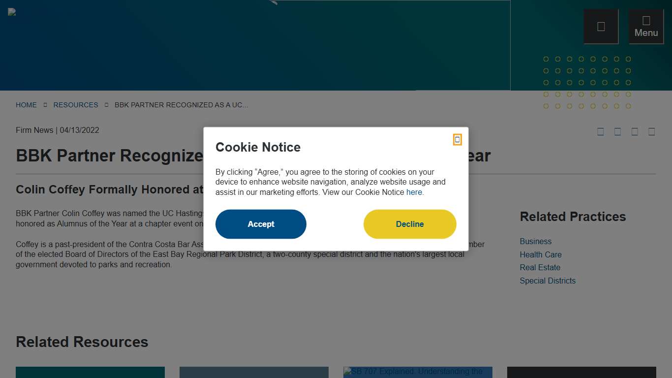 BBK Partner Recognized as a UC Hastings Alumnus of Year